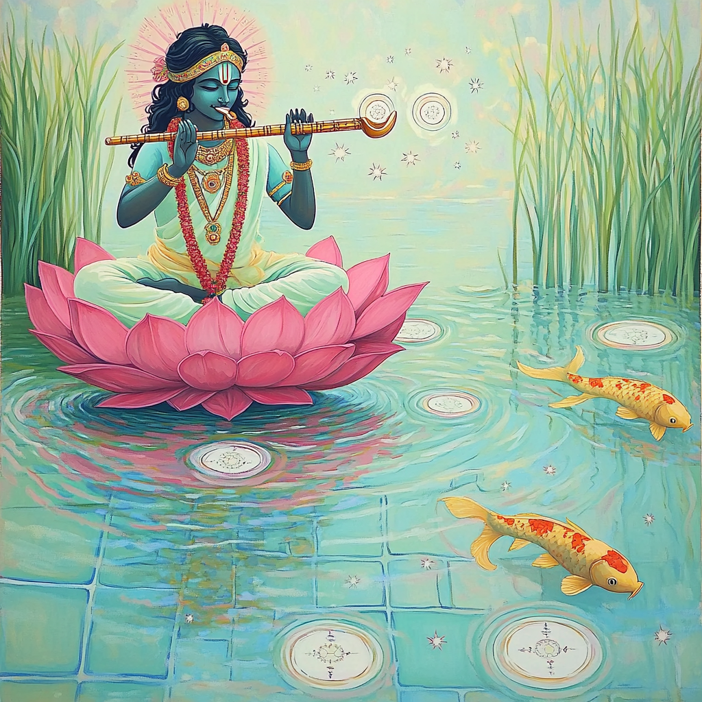 Krishna In The Time Dilation Lotus Pond DIY paint by numbers