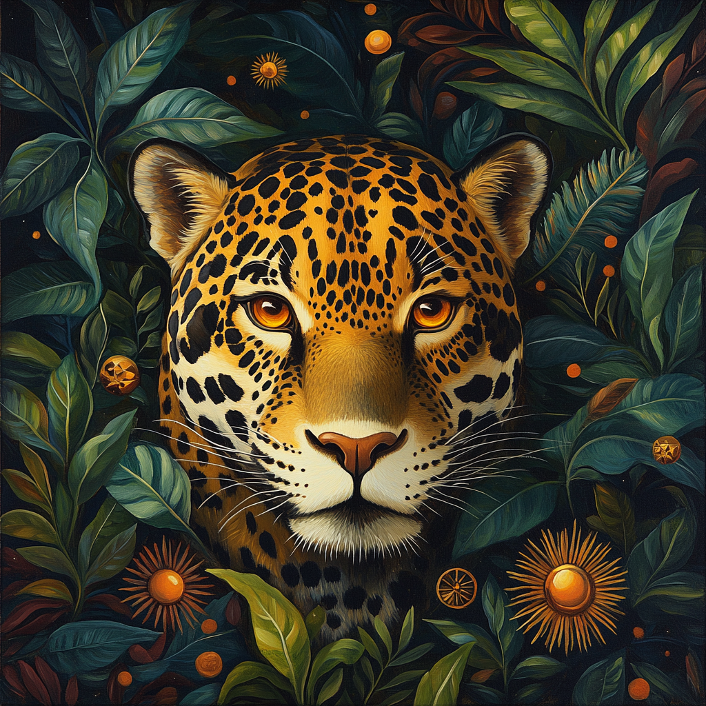 Frida Kahlo Inspired Mythic Jaguar Portrait DIY paint by numbers