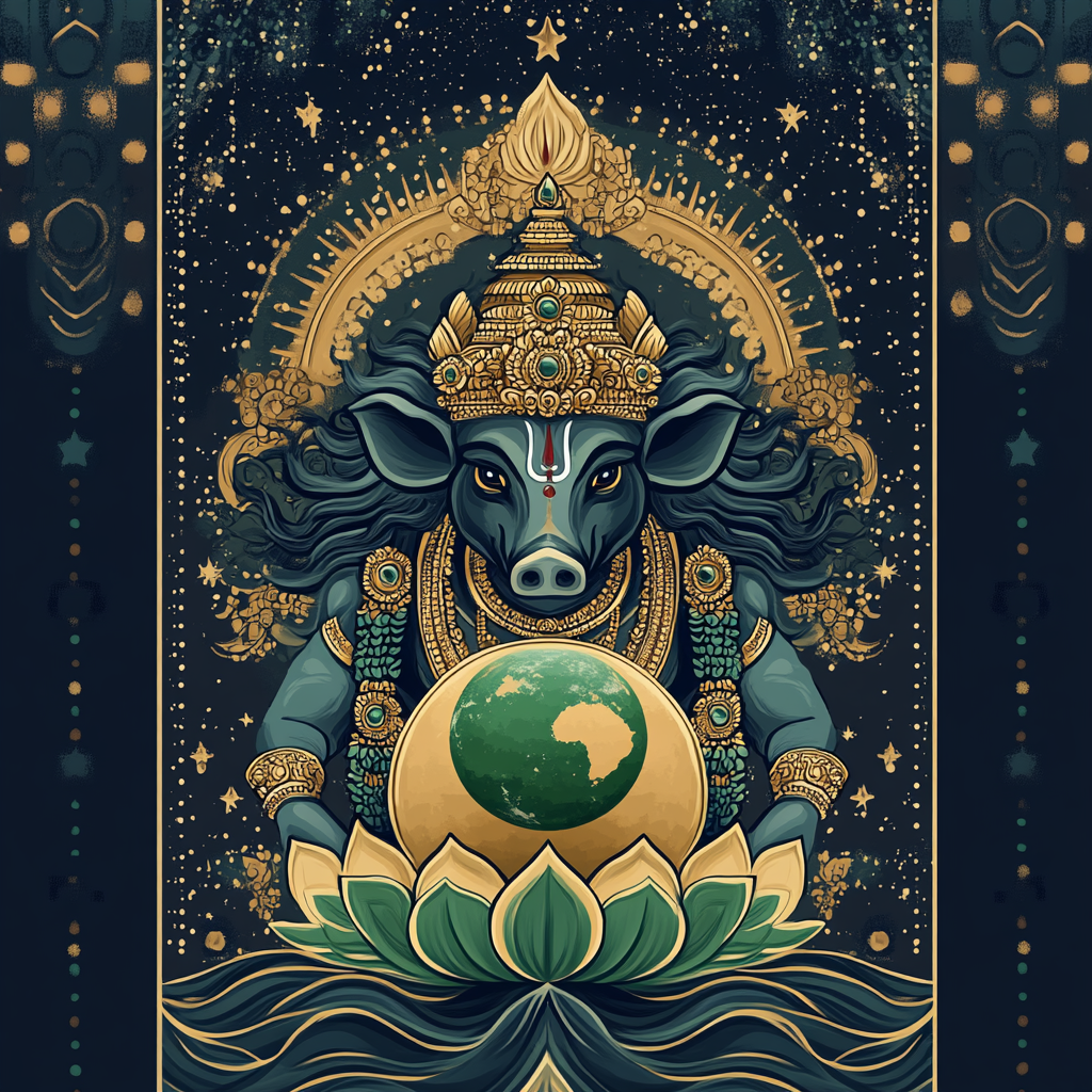 Varaha Lifting The Starlit Earth Lotus DIY paint by numbers