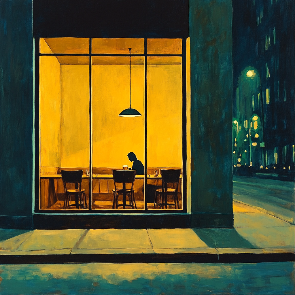 Edward Hopper Inspired Night Cafe Window Numbered painting kits