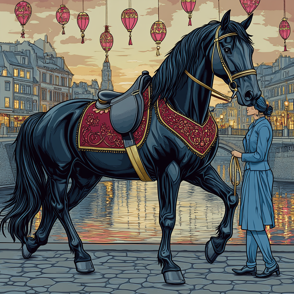 Festival Lanterns With Horse Parade paint by number