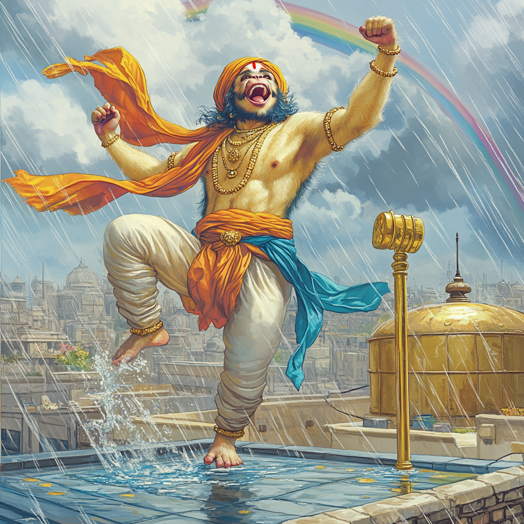 Rooftop Rain Dance, Hanuman Style Painting by numbers kit