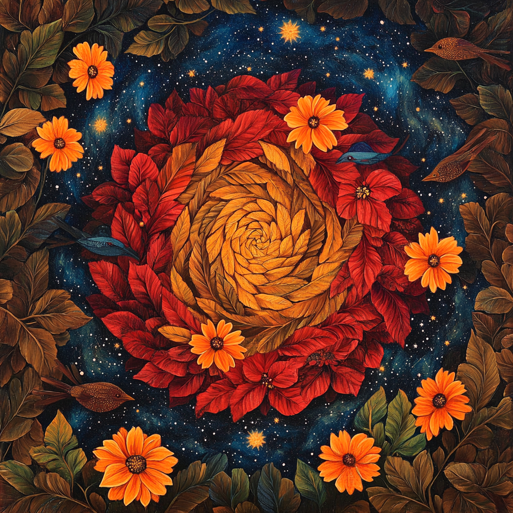 Frida Kahlo Inspired Milky Way Marigold Spiral paint by numbers