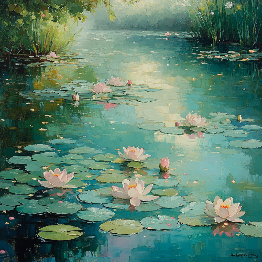 Claude Monet Inspired Water Garden After Summer Rain Numbered painting kits