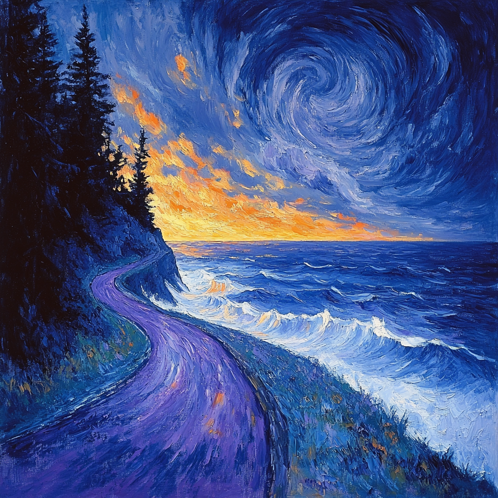 Emily Carr Inspired Stormlit Pacific Breakers paint by numbers