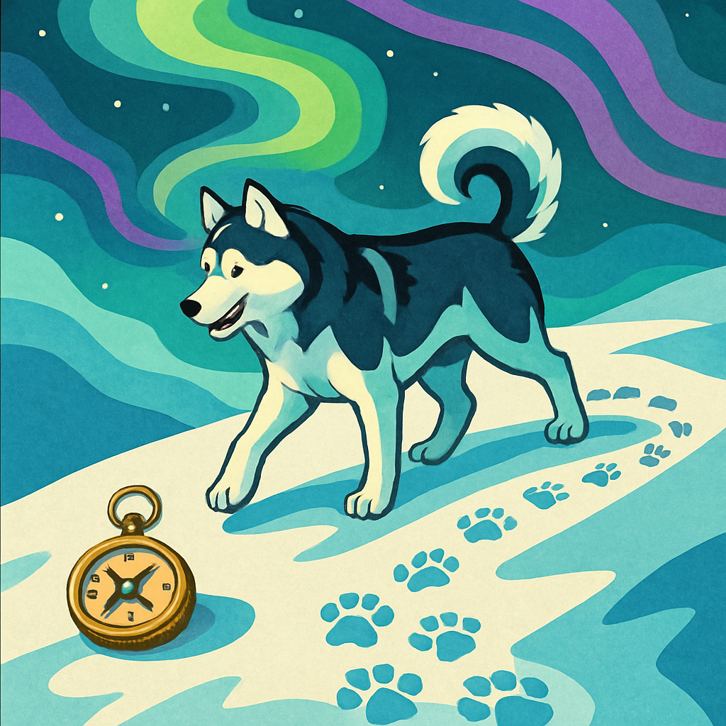 Aurora Trail Dog Compass Number painting