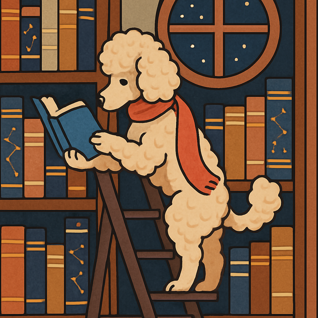 Starlit Library With Dog Companion Number painting