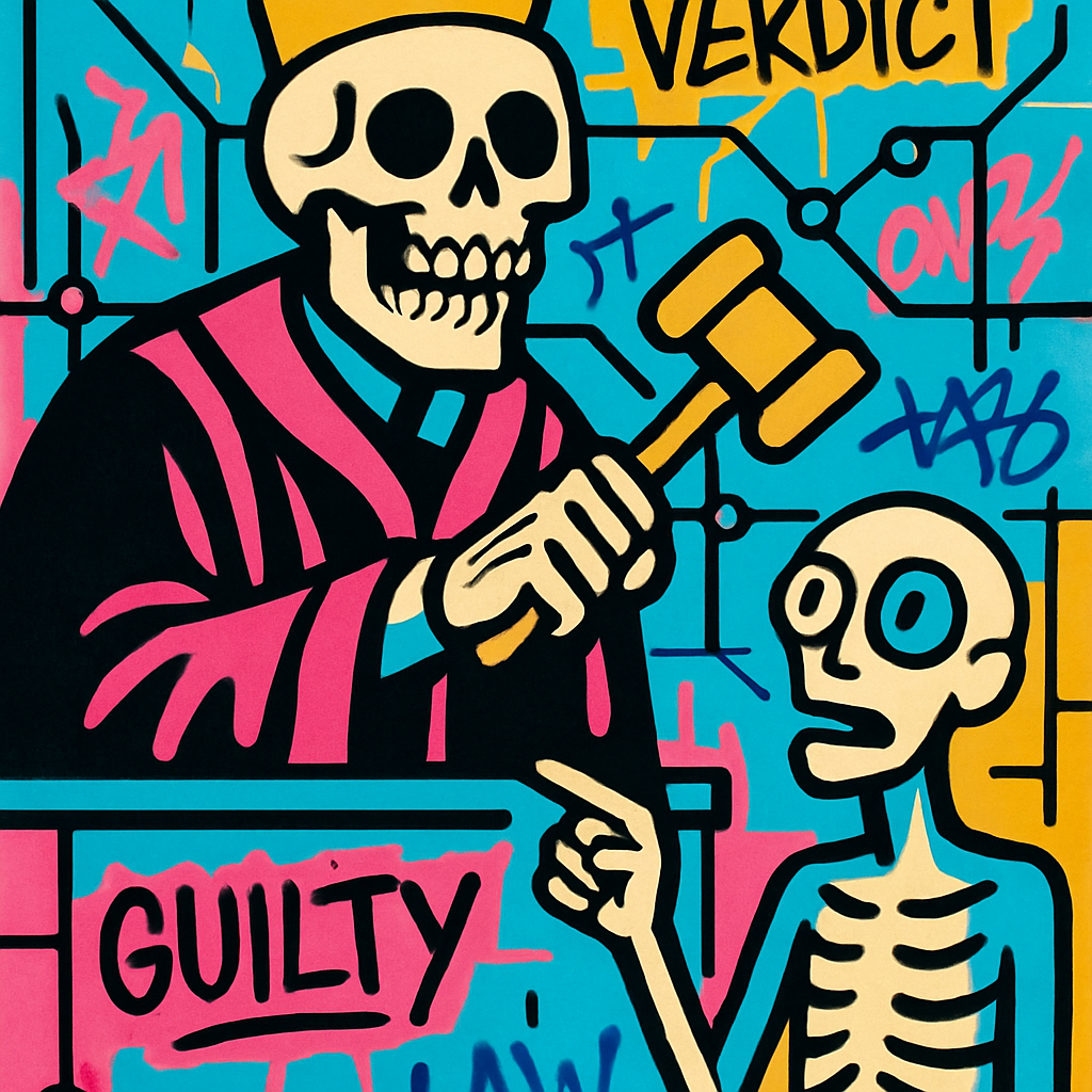 Neon Courtroom Basquiat Allegory paint by numbers