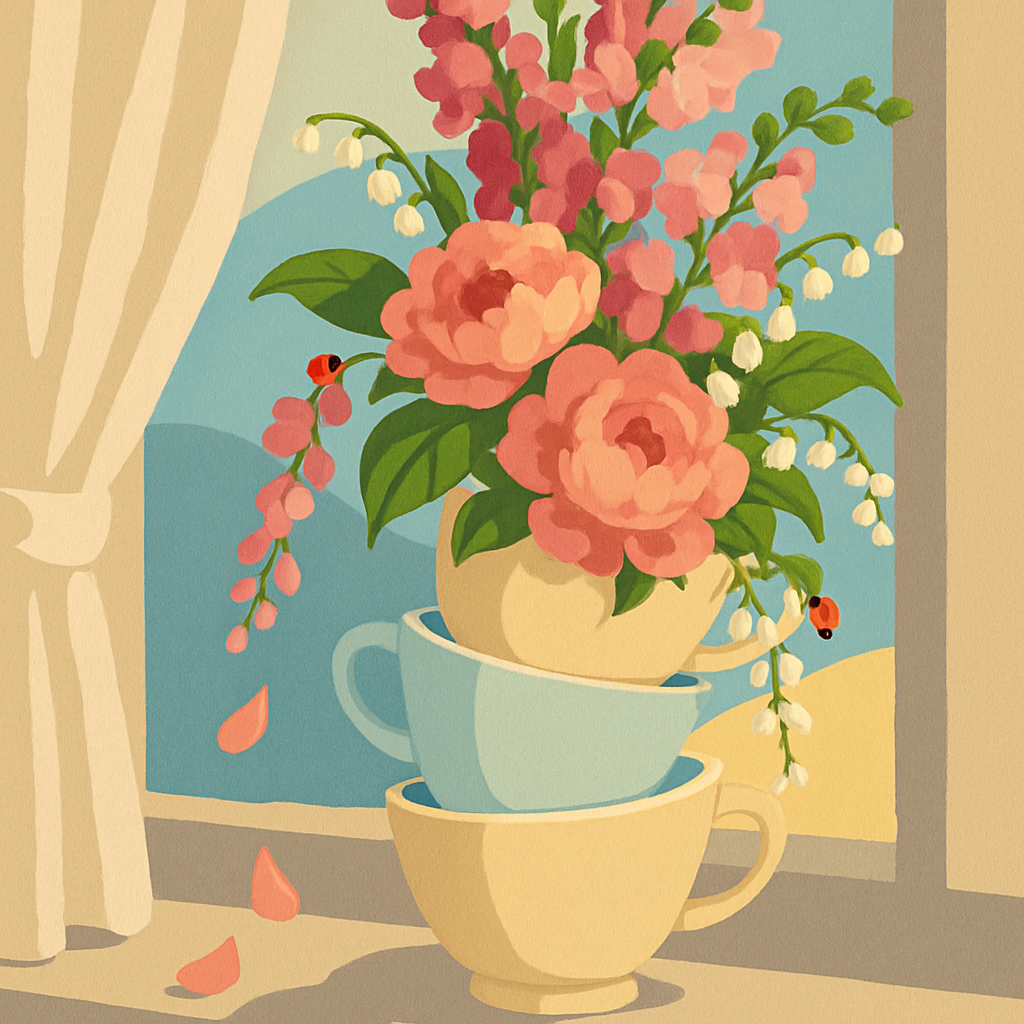 Teacup Still Life In Floral Paint by numbers kits