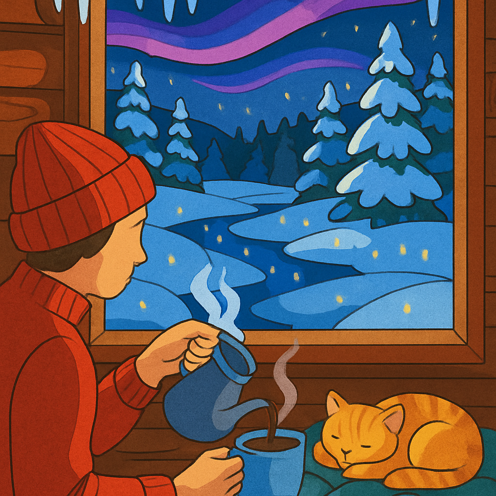 Stargazer Cabin With Winter Light Number painting