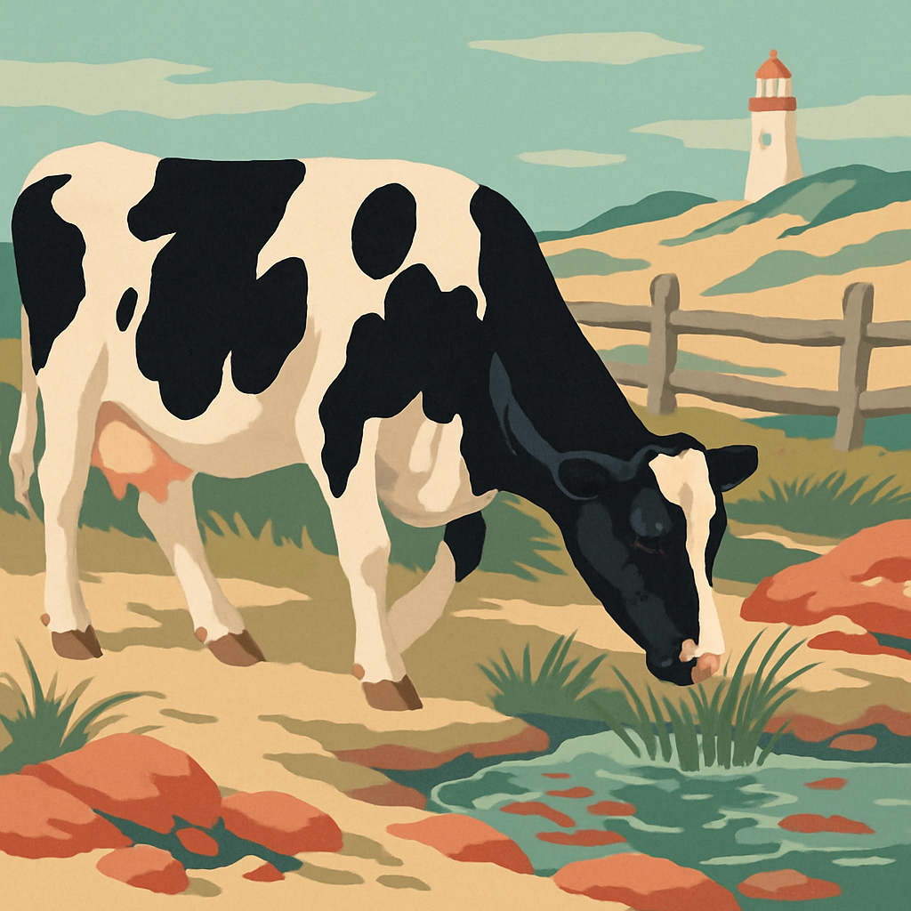 Tide Pool Cow In Coastal Meadow Number painting
