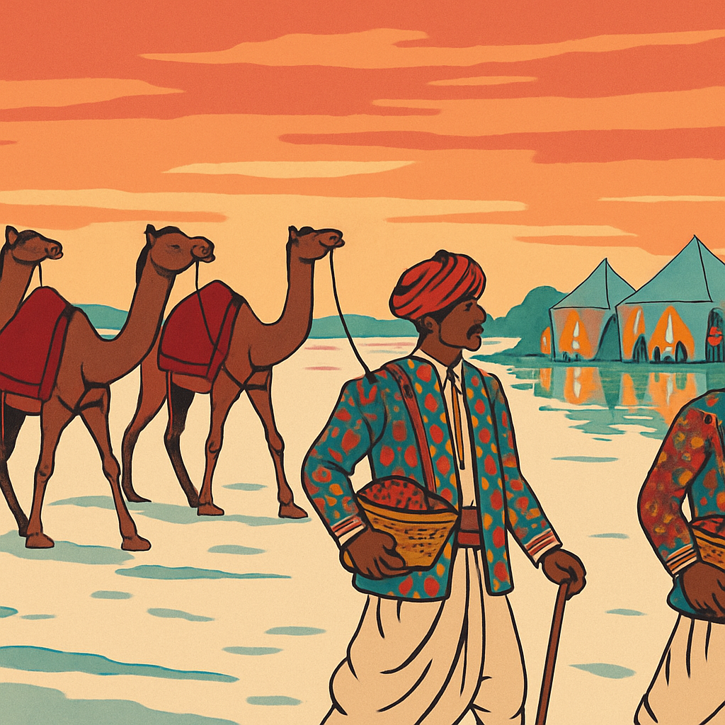 Spice Route Caravan In India painting number kit