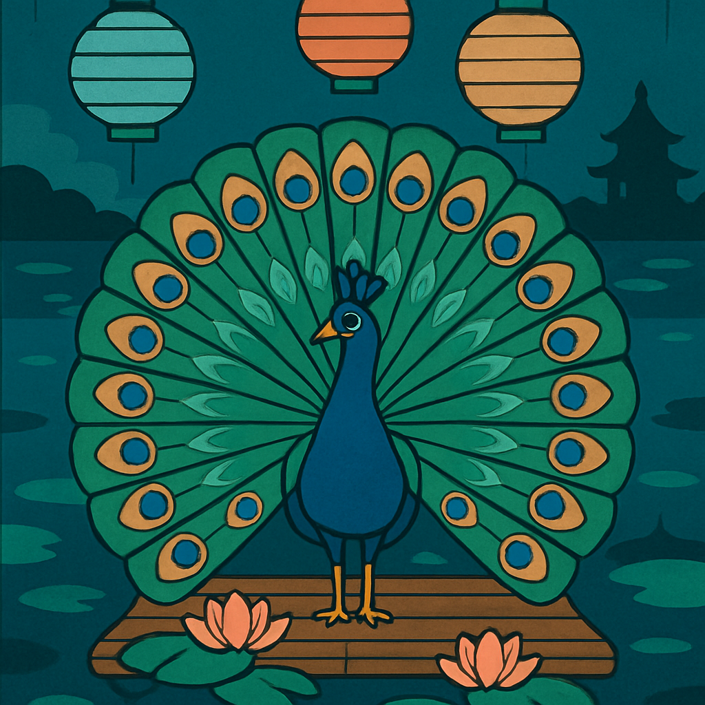 Lantern Courtship Peacock paint by numbers