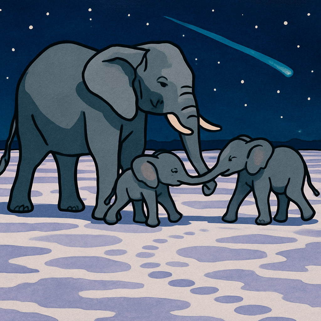 Starlit Salt Flats Elephant Procession Numbered painting kits