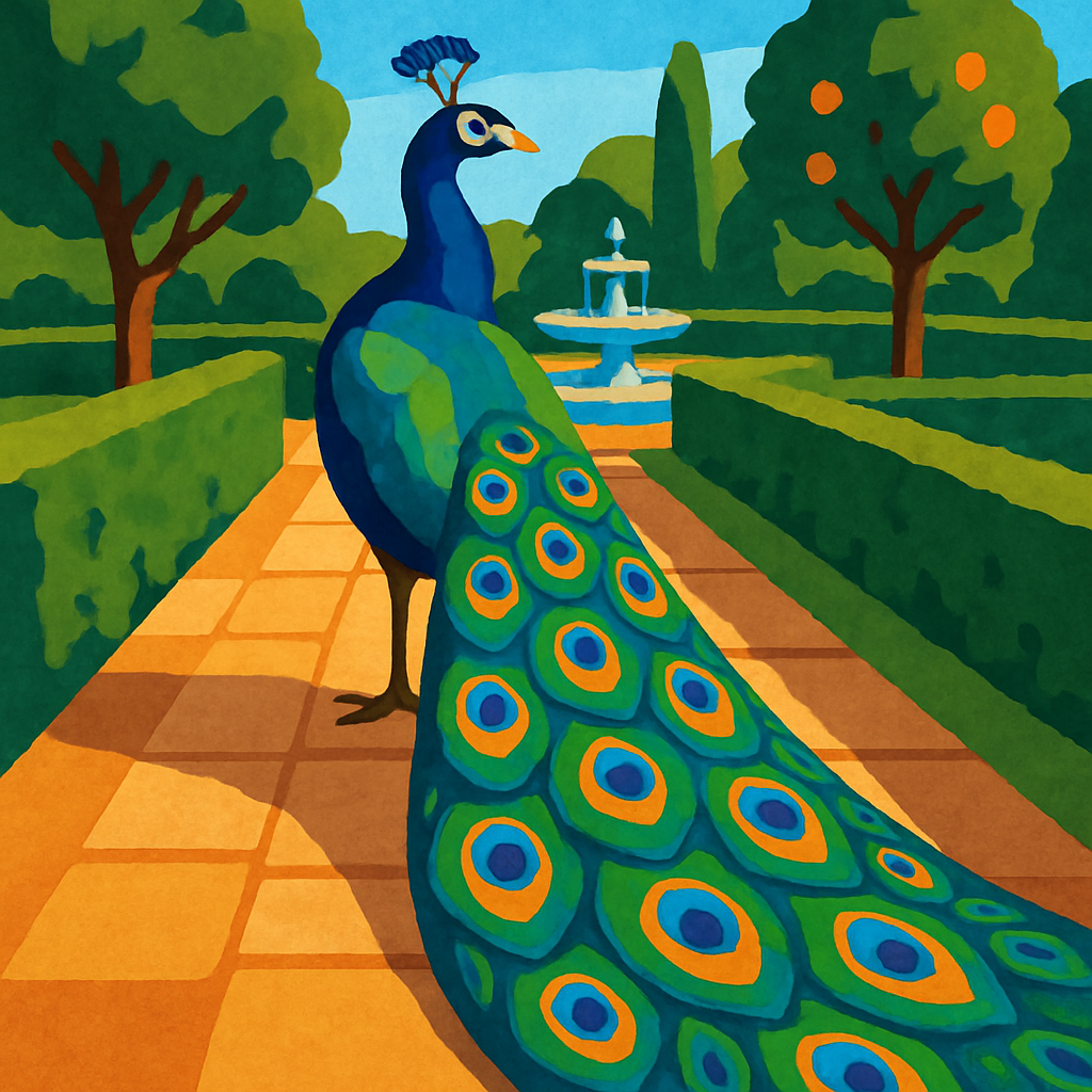Mosaic Garden With Peacock Radiance paint by number