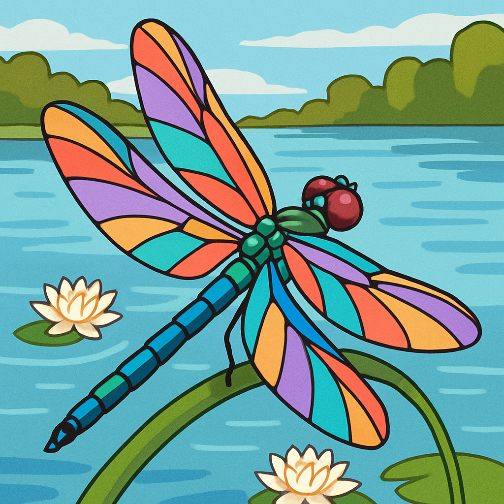Dragonfly With Prism Wing Refractions paint by color