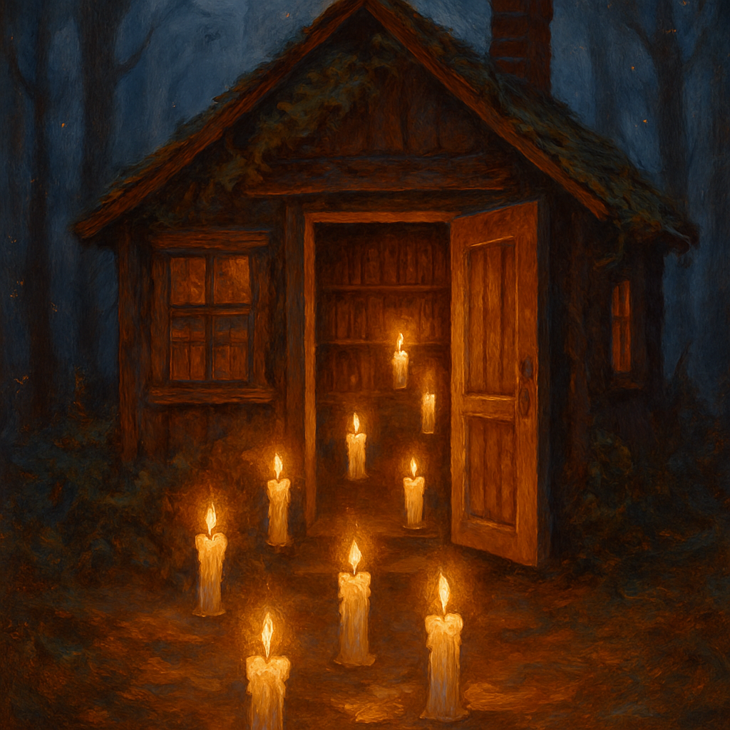 Haunted Library Cabin With Floating Candle Corridor Numbered painting kits