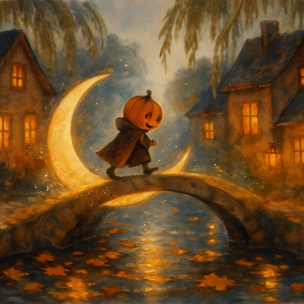 Crescent Moon Bridge Over A Leafy Canal painting number kit