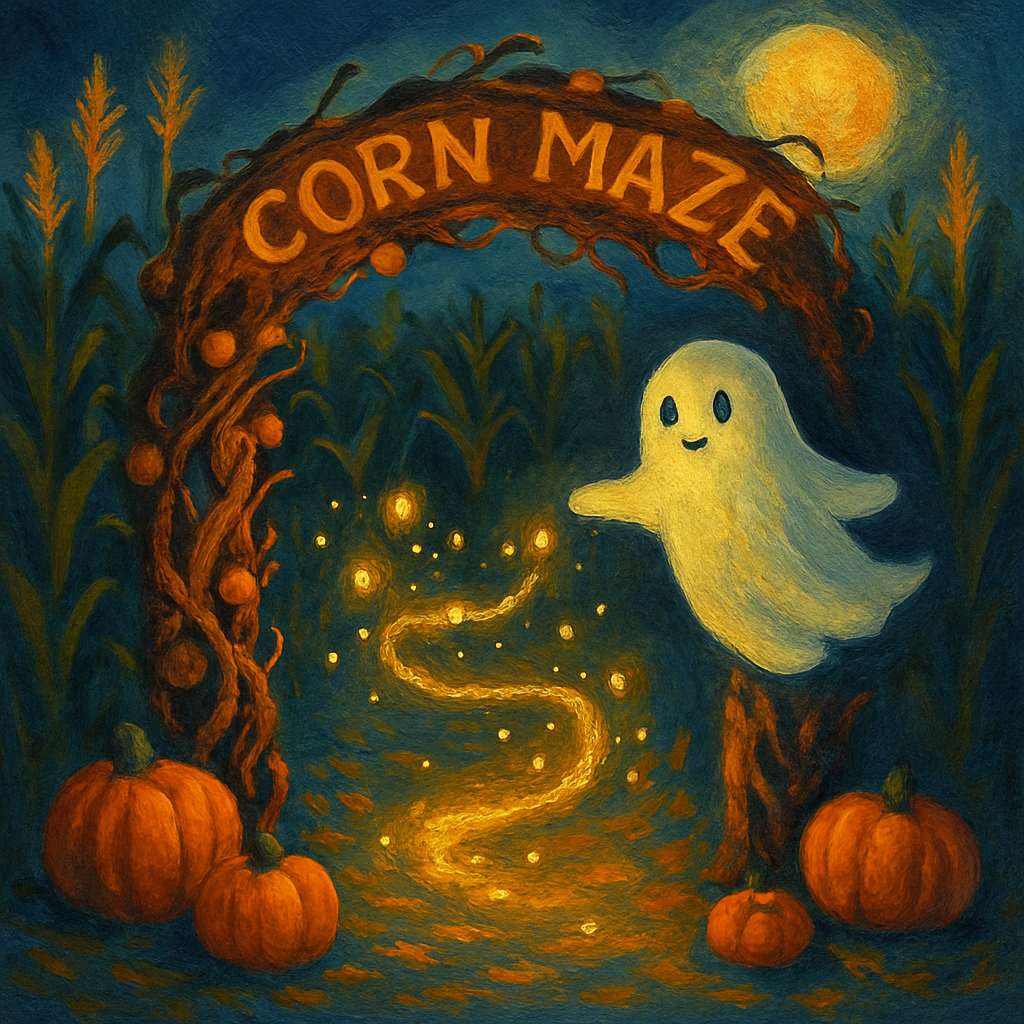 Enchanted Corn Maze Gate With Candlelit Firefly Swarm Paint by numbers art