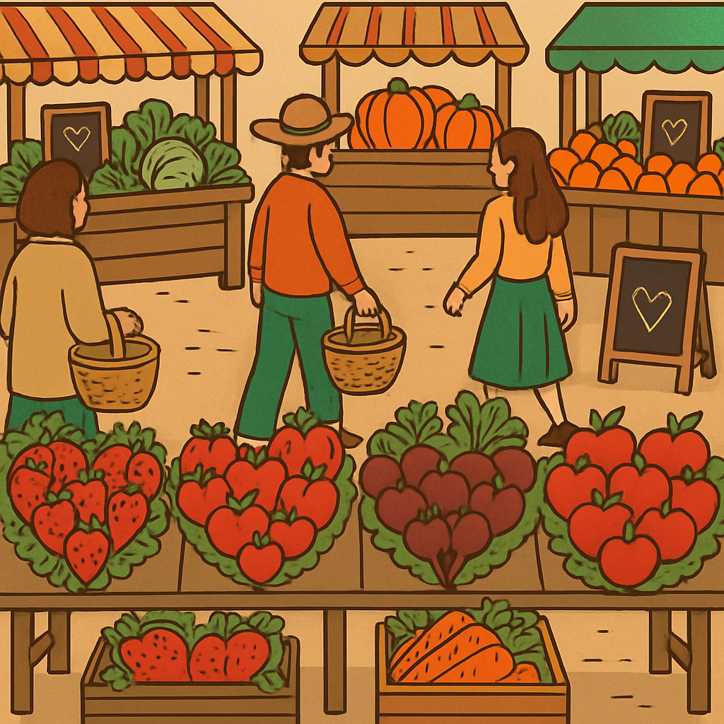 Valentines Day Farmers Market Harvest Of Hearts painting number kit