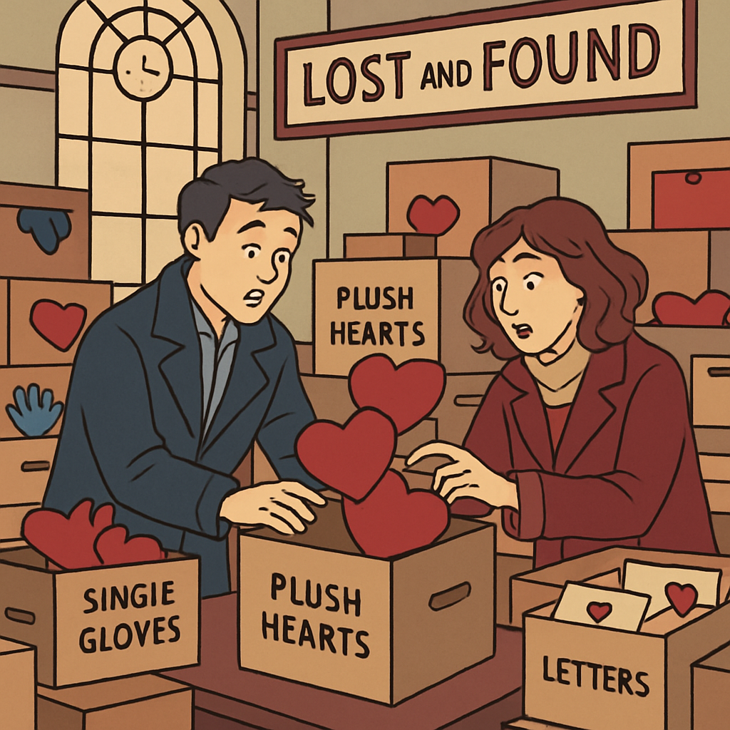 Valentines Day Train Station Lost And Found Of Hearts painting number kit