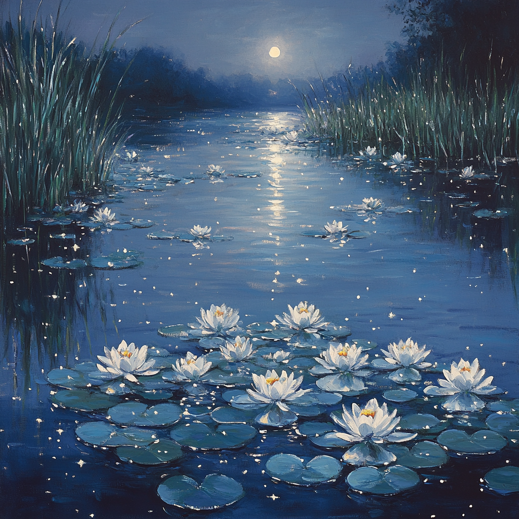 Claude Monet Inspired Water Lilies Under Moonlight Painting by numbers kit