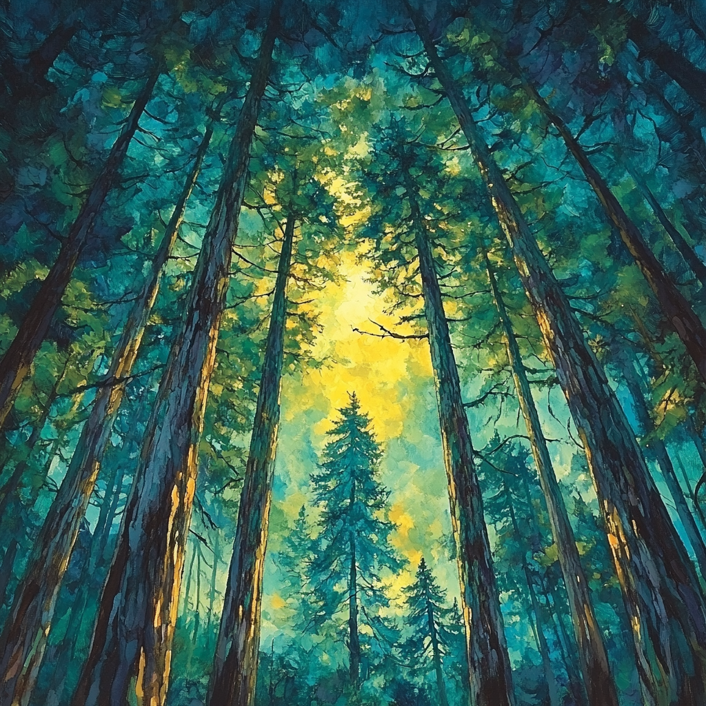 Emily Carr Inspired Cathedral Cedar Spiral Canopy paint by numbers