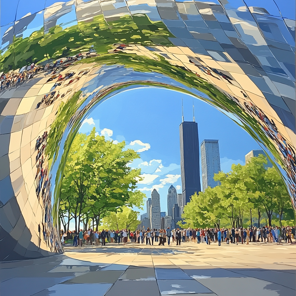 Mirrored Skins Of The Bean Millennium Park Chicago United States DIY paint by numbers