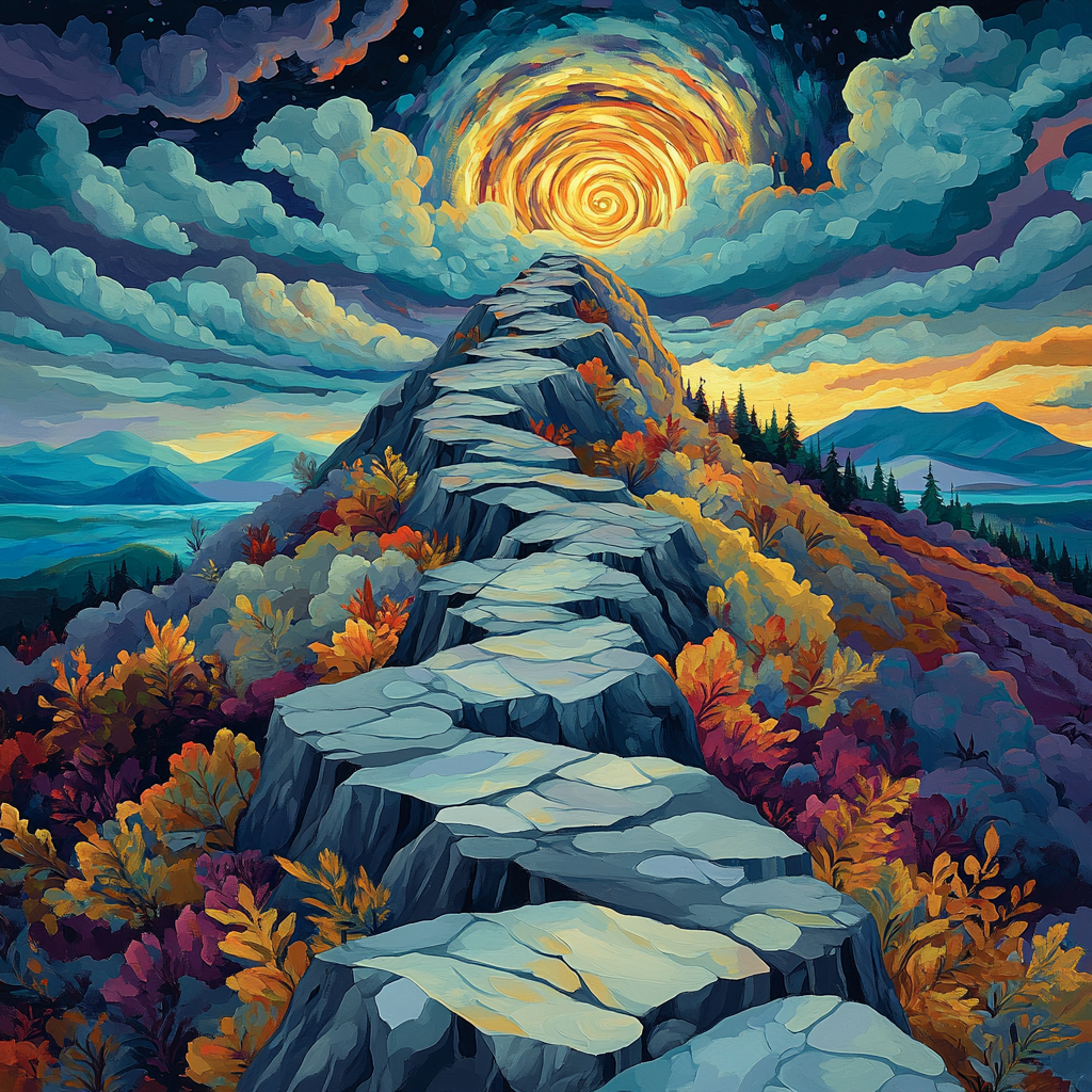 Frederick Varley Inspired Storm Crown Above Luminous Granite Ridge DIY paint by numbers