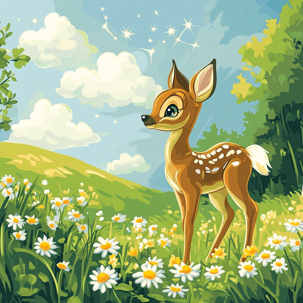 Bambi Meadow Cloud Constellation Game Paint by numbers art
