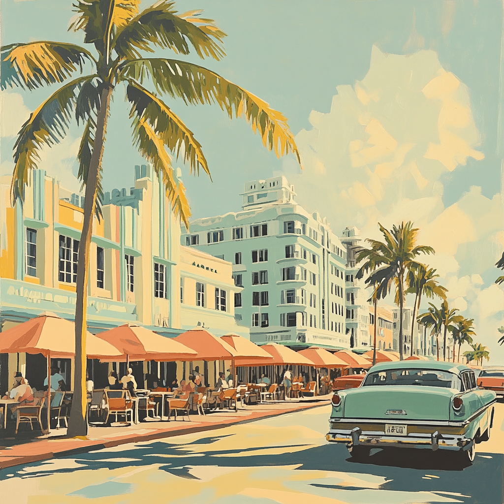 Art Deco Facades On Ocean Drive Miami Beach United States paint by color