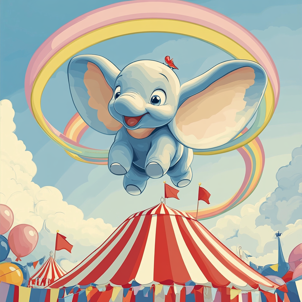 Dumbo Circus Sky Rainbow Rings Paint by numbers kits