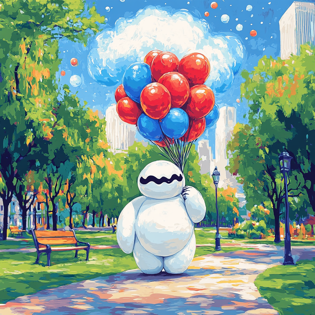 Baymax City Park Balloon Nebula Day paint by numbers