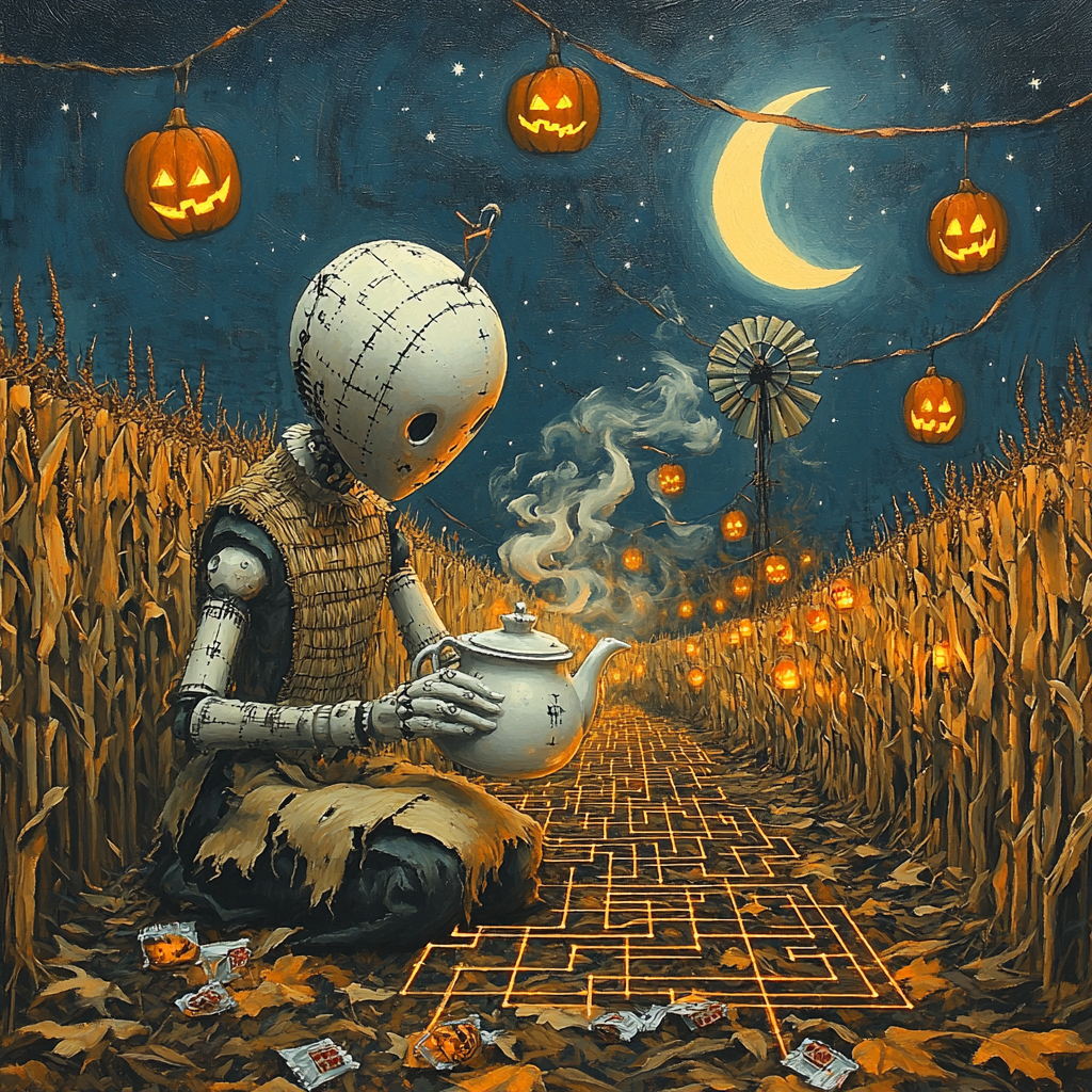 Spooky Clockwork Scarecrow Tea Ceremony Paint by numbers kits