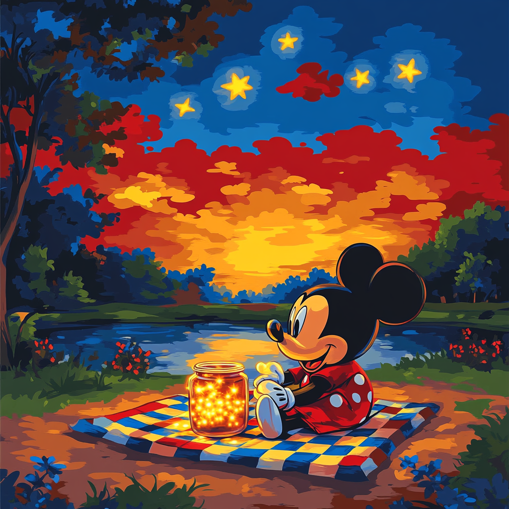Mickey Mouse Starry Park Picnic paint by color