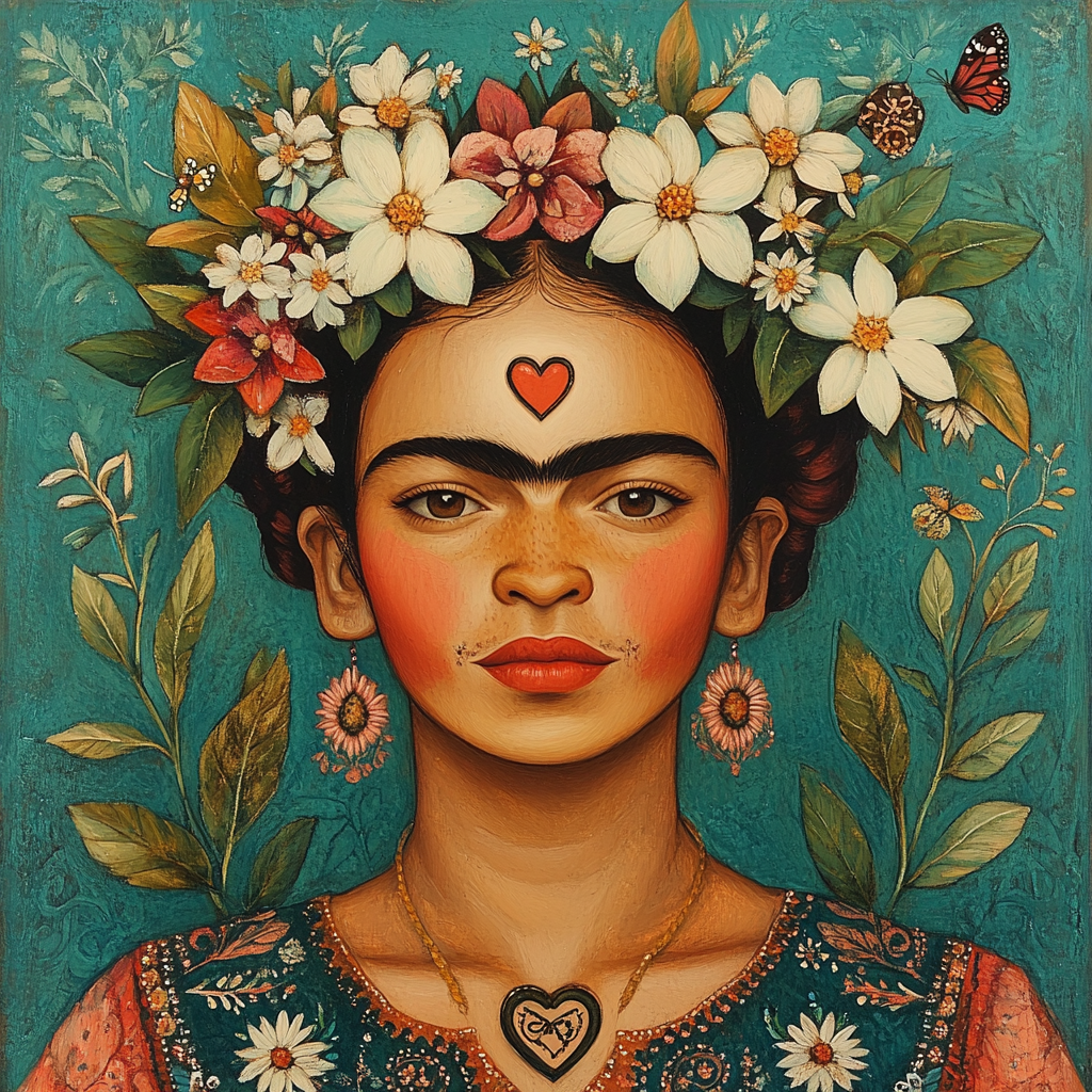 Frida Kahlo Inspired Portrait With Botanical Crown Paint by numbers kits