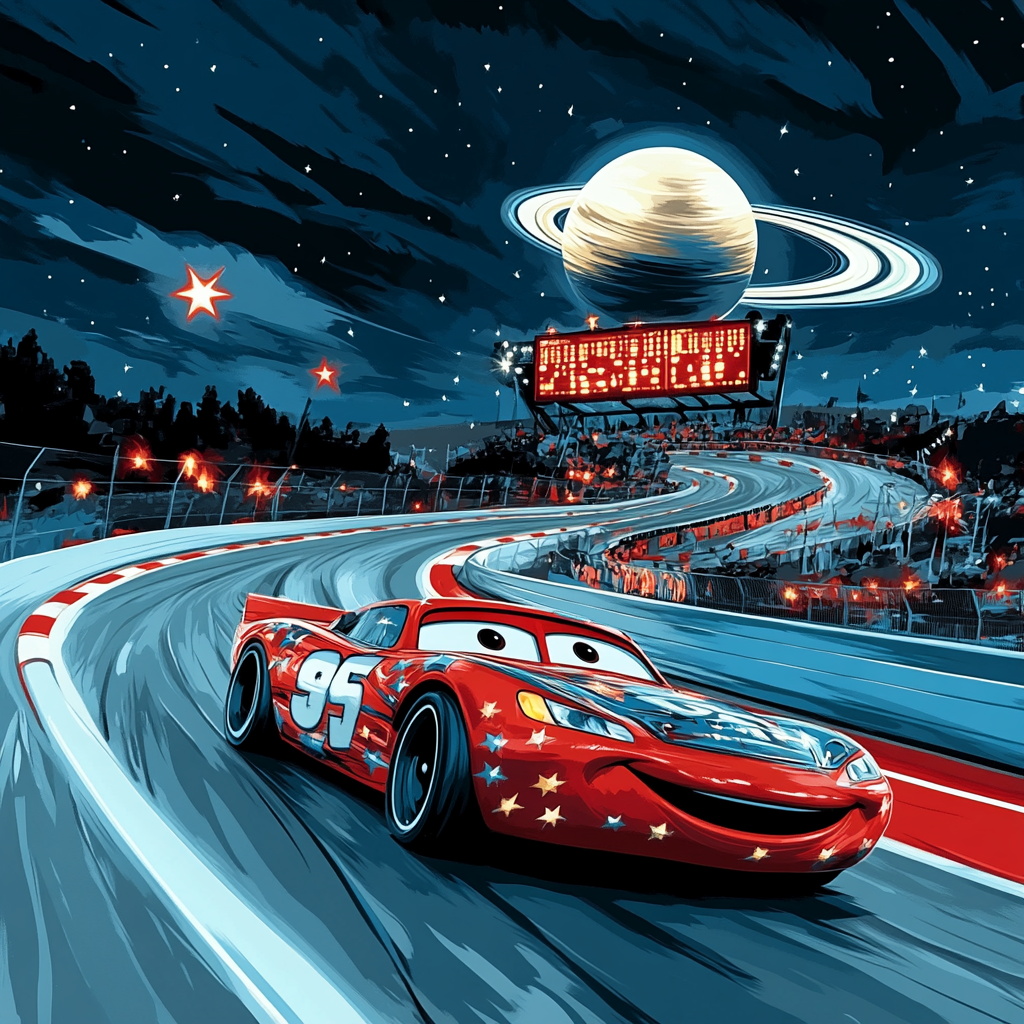 Lightning McQueen Cosmic Raceway Night DIY paint by numbers