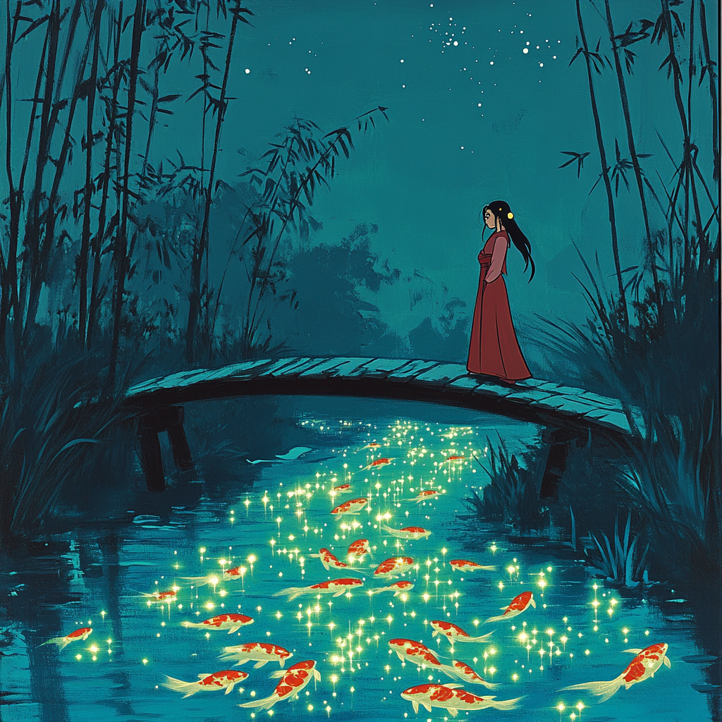 Mulan Koi Star Stream Bridge Paint by numbers art