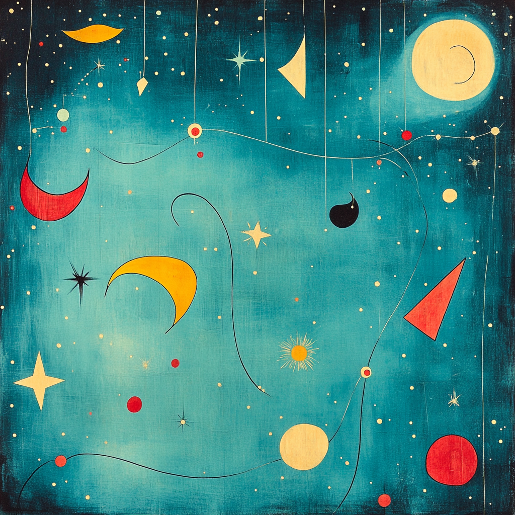 Joan Miró Inspired Playful Patterned Night Sky paint by numbers