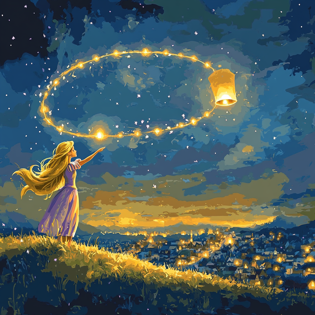 Rapunzel Floating Sky Lantern Orbit Paint by numbers art