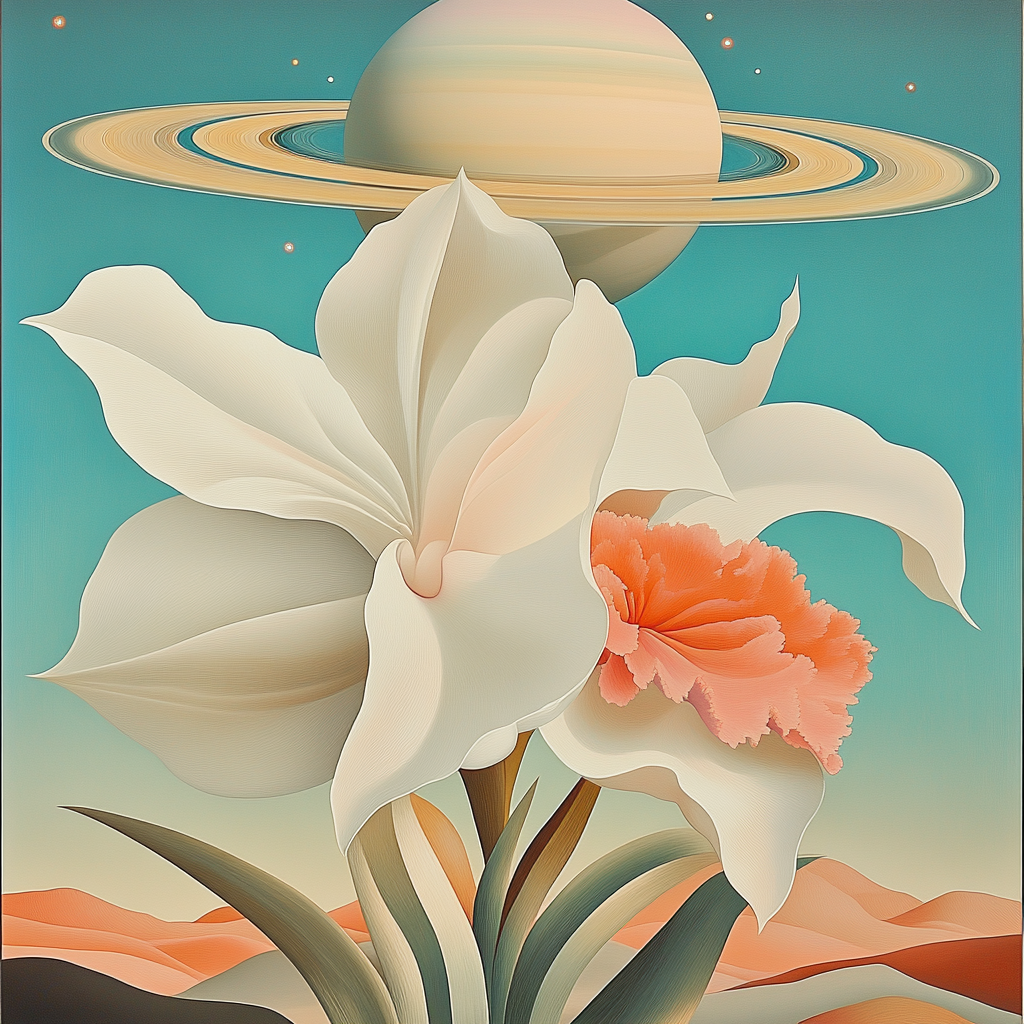 Georgia OKeeffe Inspired Desert Flowers Under Saturn painting number kit
