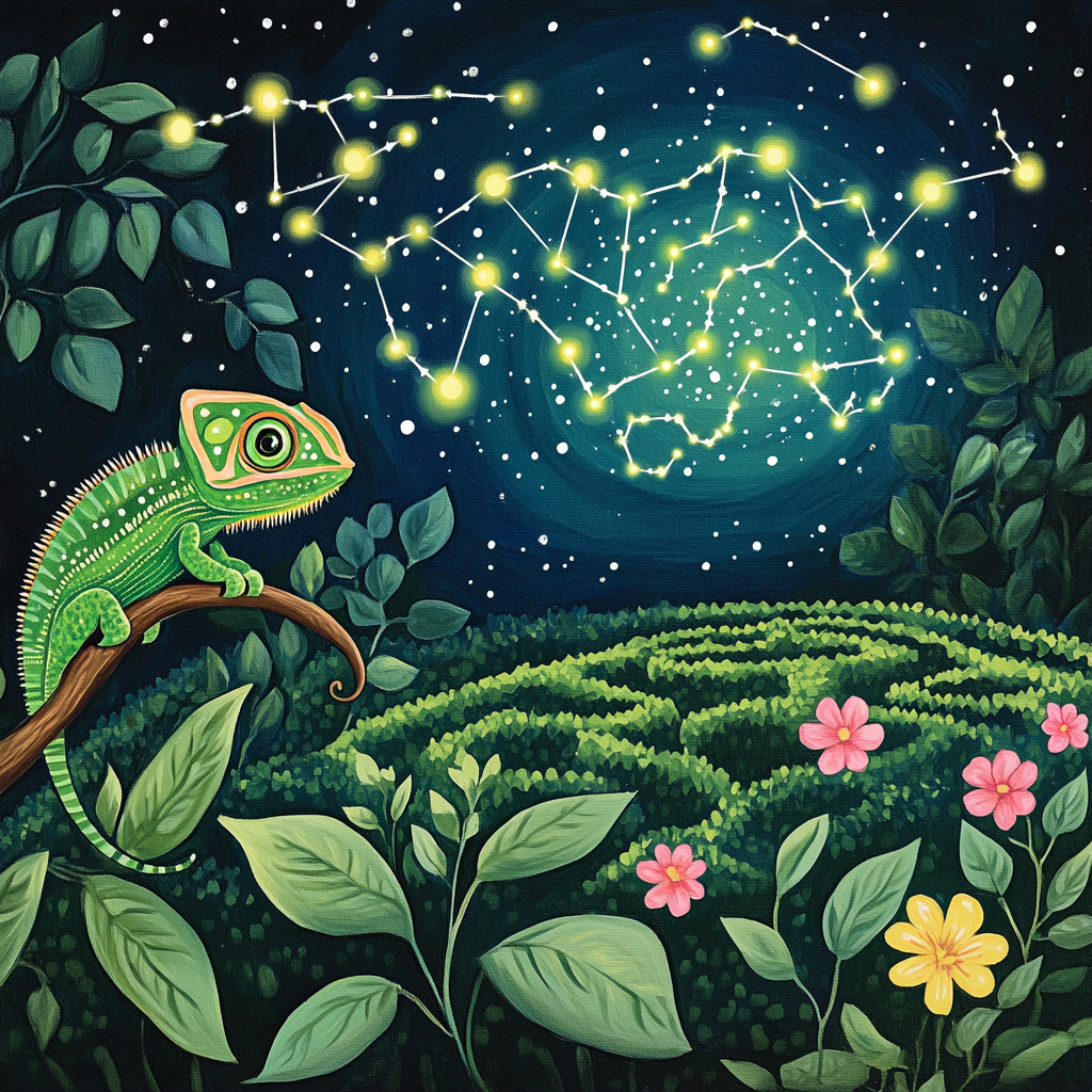 Pascal Chameleon Constellation Garden Paint by numbers art