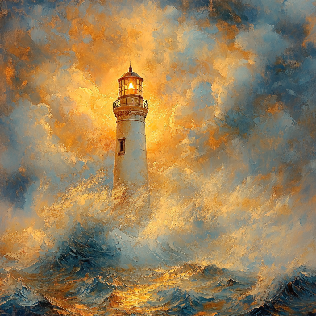 J M W Turner Inspired Lighthouse In Solar Flare Sea Mist paint by numbers