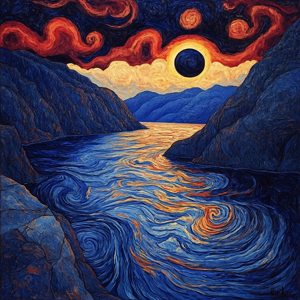 Edvard Munch Inspired Luminous Fjord Eclipse Paint by numbers kits