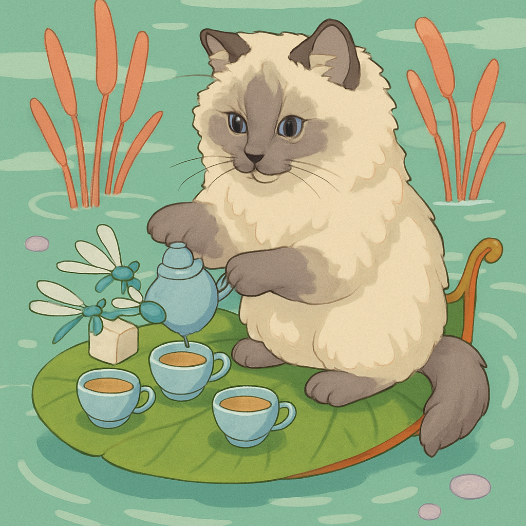 Riverboat Tea Party With Cat DIY paint by numbers