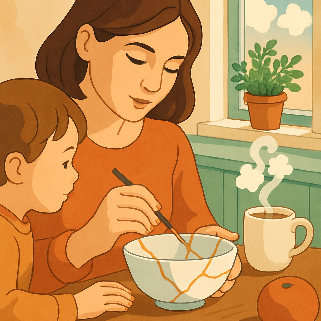 Kintsugi Breakfast With Mother In Bloom paint by color
