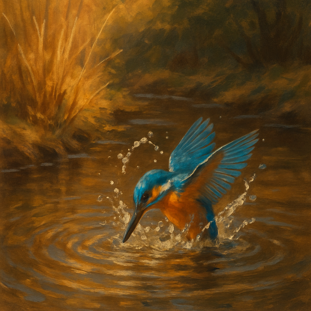 Kingfisher Splash In The Amber Creek DIY paint by numbers