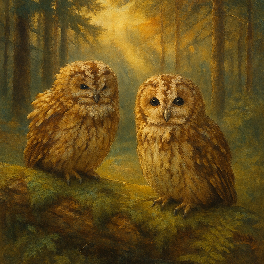 Owls In The Lantern Pine Clearing Painting by numbers kit