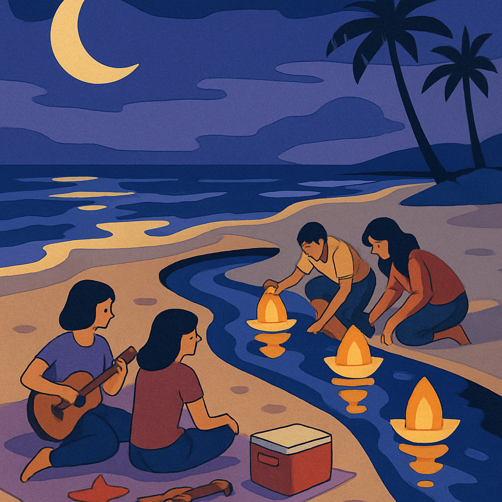 Lantern Regatta At The Beach Painting by numbers kit