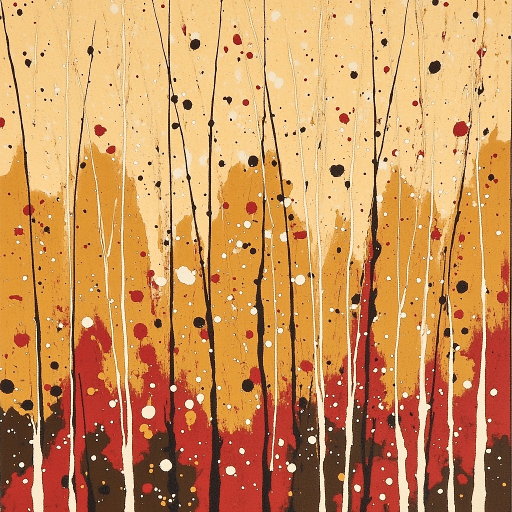 Jackson Pollock Inspired Ochre Monsoon Resonance paint by color